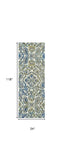 Homeroots 10' Ivory Blue And Green Floral Stain Resistant Runner Rug  Polypropylene 511148