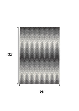 Homeroots 8' X 11' Gray And White Geometric Area Rug  Polypropylene 511154