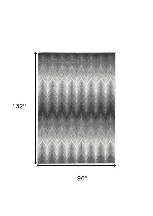 Homeroots 8' X 11' Gray And White Geometric Area Rug  Polypropylene 511154