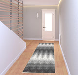 Homeroots 8' Gray And White Geometric Runner Rug  Polypropylene 511156