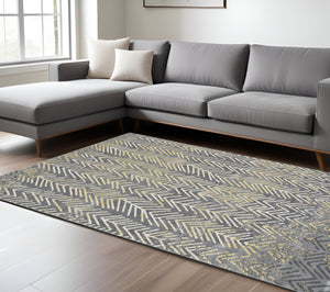 Homeroots 8' X 11' Gray And White Abstract Non Skid Area Rug  Polypropylene 511168