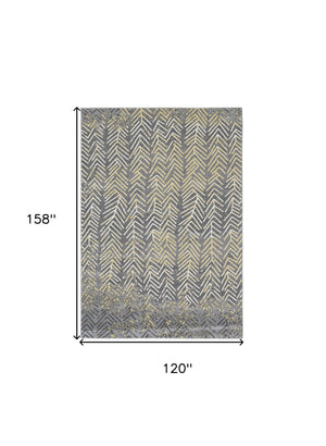 Homeroots 10' X 13' Gray Yellow And White Abstract Stain Resistant Area Rug  Polypropylene 511169