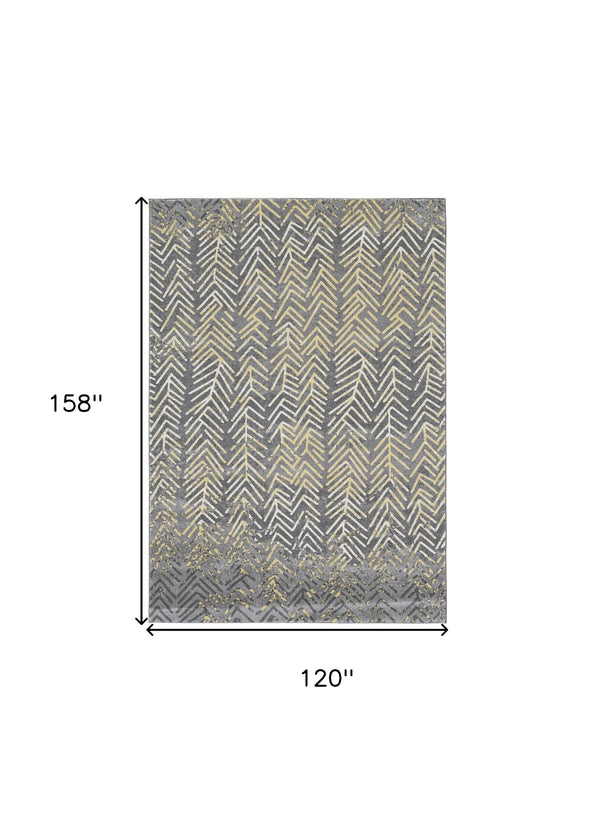 Homeroots 10' X 13' Gray Yellow And White Abstract Stain Resistant Area Rug  Polypropylene 511169