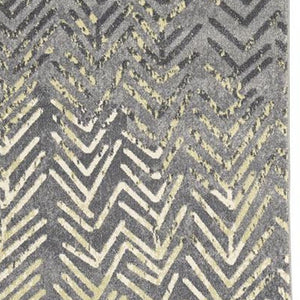 Homeroots 8' Gray And Yellow Geometric Power Loom Distressed Runner Rug  Polypropylene,Polyester 511170
