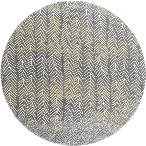 Homeroots 8' Gray And White Abstract Non Skid Round Rug  Polypropylene 511171