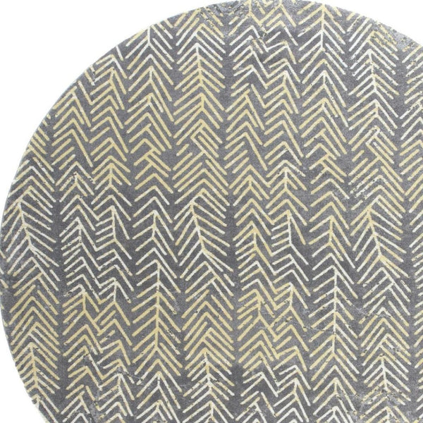 HomeRoots 10' Gray and Yellow Abstract Area Rug – Contemporary Design for Modern Living Spaces, Stain Resistant 8' Round 511171