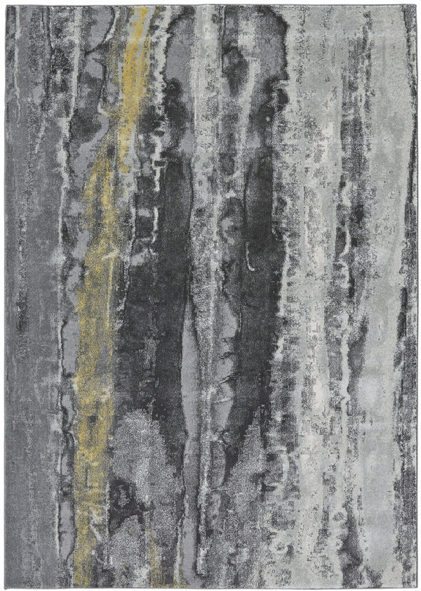 Homeroots 7' X 10' Gray And Black Abstract Non Skid Area Rug Gray,Black Polypropylene 511174