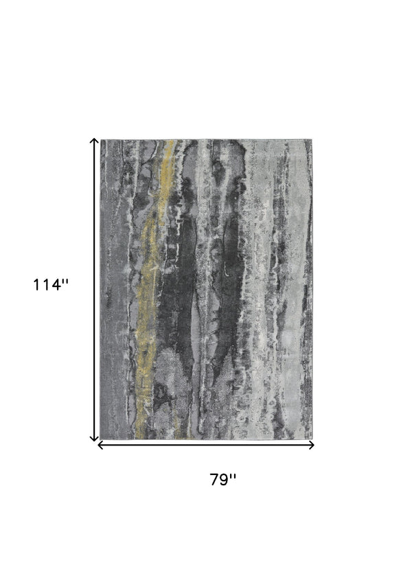 Homeroots 7' X 10' Gray And Black Abstract Non Skid Area Rug Gray,Black Polypropylene 511174