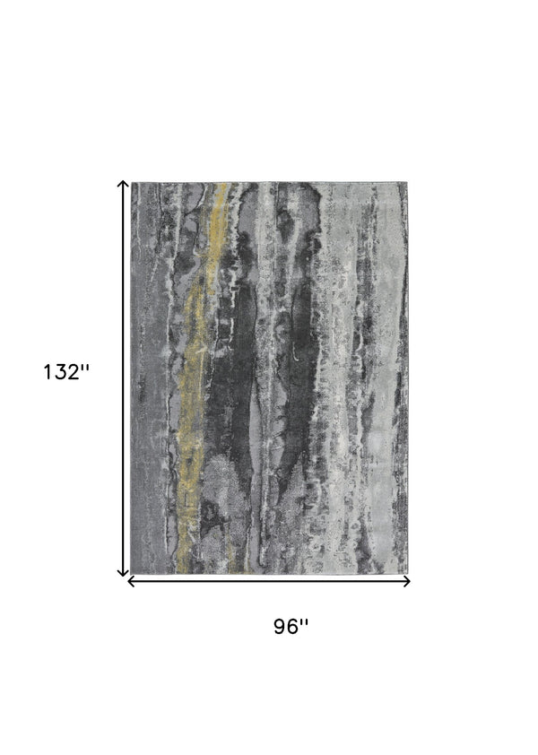 Homeroots 8' X 11' Gray And Black Abstract Non Skid Area Rug Gray,Black Polypropylene 511175