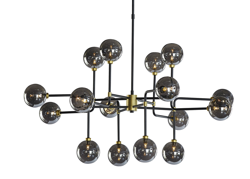 Sunpan Deimos Chandelier - Modern Ceiling Light with Smoke Grey Glass and Black Iron, Perfect for Any Space Large - 45W x 45D x 55H
