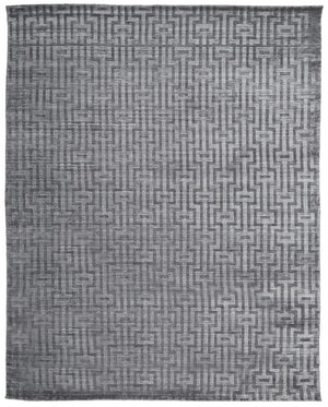 HomeRoots 5' Hand-Woven Geometric Area Rug - Stylish Contemporary Design with Metallic Tones for Modern Spaces Gray/Silver 5' x 8' 511182