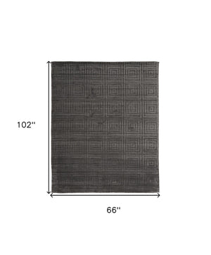 Homeroots 5' X 8' Gray Geometric Hand Woven Area Rug Gray Viscose 511184