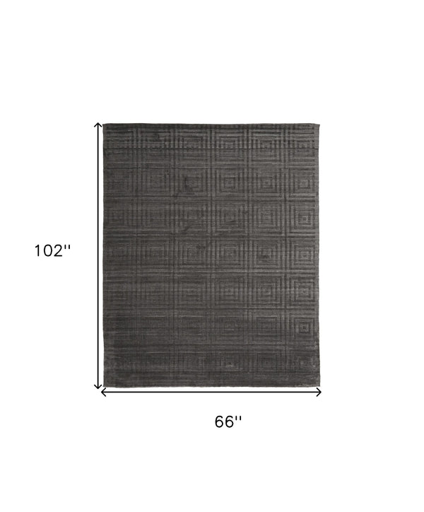 Homeroots 5' X 8' Gray Geometric Hand Woven Area Rug Gray Viscose 511184