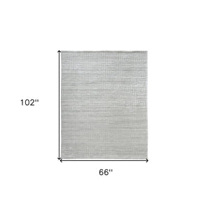 Homeroots 6' X 9' Ivory Geometric Hand Woven Area Rug Ivory Viscose 511188