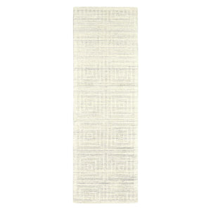 Homeroots 8' Ivory Geometric Hand Woven Runner Rug Ivory Viscose 511189