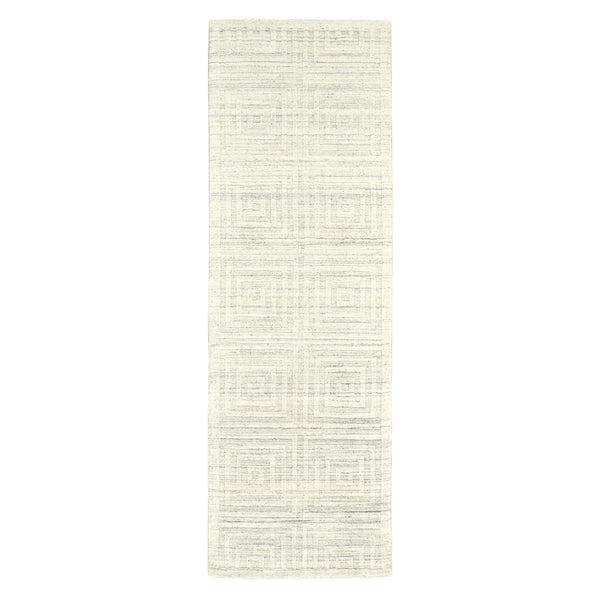 Homeroots 8' Ivory Geometric Hand Woven Runner Rug Ivory Viscose 511189
