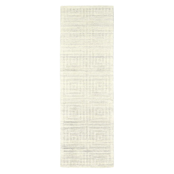 Homeroots 8' Ivory Geometric Hand Woven Runner Rug Ivory Viscose 511189