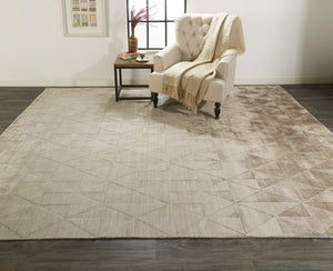 Homeroots 5' X 8' Taupe Geometric Hand Woven Area Rug Taupe Viscose 511192