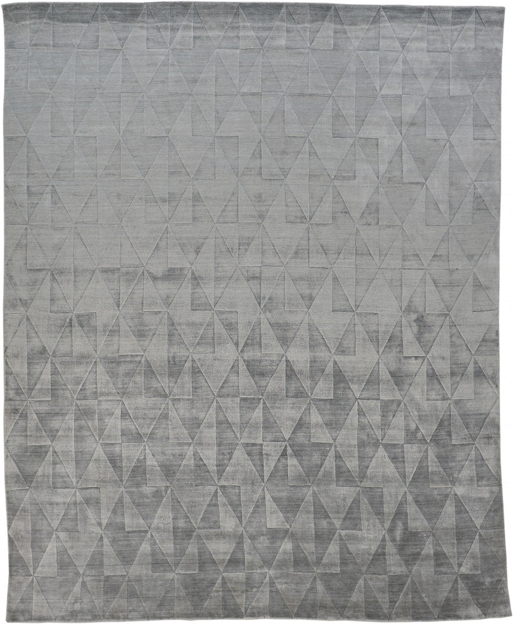 Homeroots 4' X 6' Gray Geometric Hand Woven Area Rug Gray,Ivory,Silver Viscose 511194