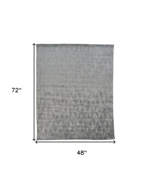 Homeroots 4' X 6' Gray Geometric Hand Woven Area Rug Gray,Ivory,Silver Viscose 511194