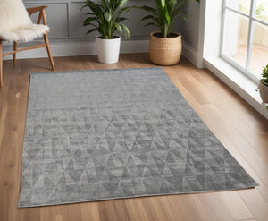 Homeroots 4' X 6' Gray Geometric Hand Woven Area Rug Gray,Ivory,Silver Viscose 511194