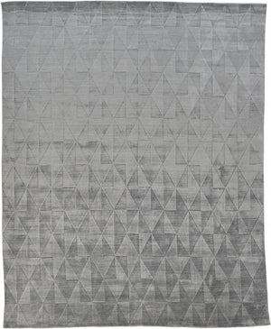Homeroots 5' X 8' Gray Geometric Hand Woven Area Rug Gray,Ivory,Silver Viscose 511195