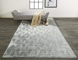 Homeroots 5' X 8' Gray Geometric Hand Woven Area Rug Gray,Ivory,Silver Viscose 511195