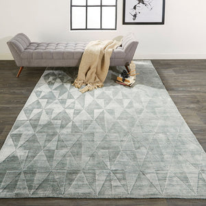 Homeroots 5' X 8' Gray Geometric Hand Woven Area Rug Gray,Ivory,Silver Viscose 511195