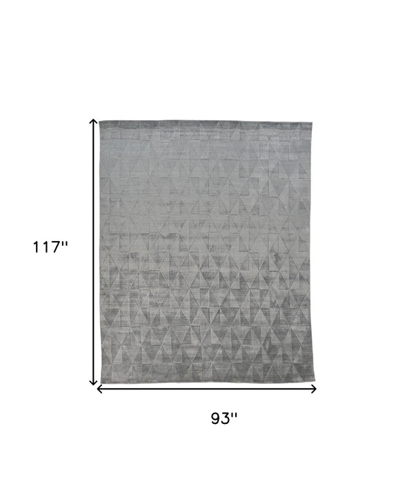 Homeroots 8' X 10' Gray Ivory And Silver Geometric Hand Woven Area Rug Gray,Ivory,Silver Viscose 511196