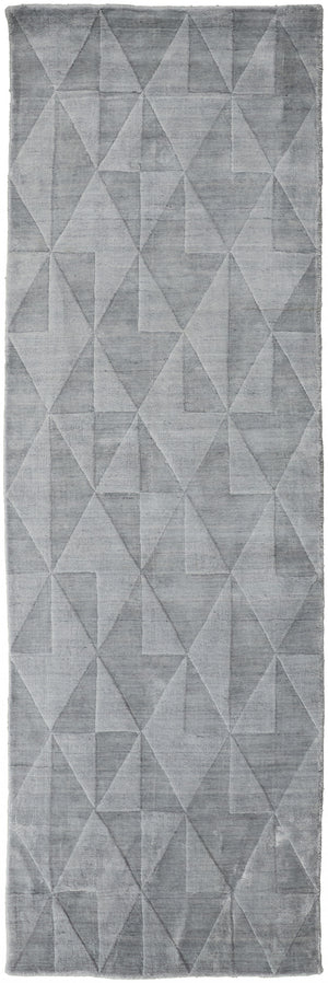 Homeroots 8' Gray Ivory And Silver Geometric Hand Woven Runner Rug Gray,Ivory,Silver Viscose 511198