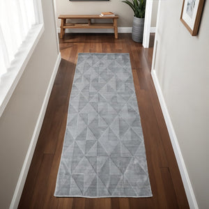 HomeRoots 4' Hand-Woven Gray Geometric Area Rug - Artisan Crafted, Modern Design for Stylish Spaces and Durability 8' Runner 511198