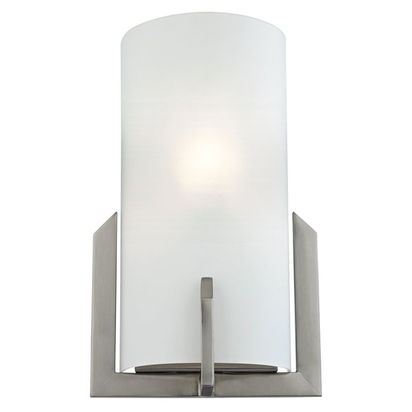 Thomas Lighting Zenith Frosted Glass Wall Sconce Dimmable Indoor Fixture for Hallway or Bedroom Nickel 8 W x 4 D x 12 H 5111WS/20