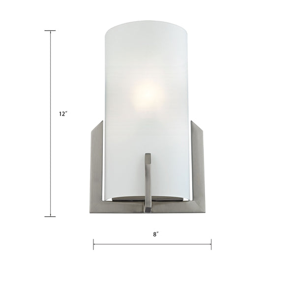 Thomas Lighting Zenith Frosted Glass Wall Sconce Dimmable Indoor Fixture for Hallway or Bedroom Nickel 8 W x 4 D x 12 H 5111WS/20