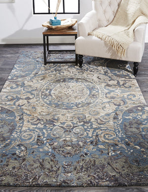 HomeRoots 10' Handmade Abstract Wool Area Rug in Gray-Blue & Taupe - Stain Resistant, Plush & Durable Design 10' X 13' 511203