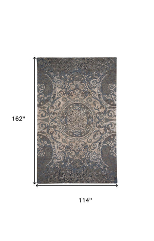 HomeRoots 10' Handmade Abstract Wool Area Rug in Gray-Blue & Taupe - Stain Resistant, Plush & Durable Design 10' X 13' 511203
