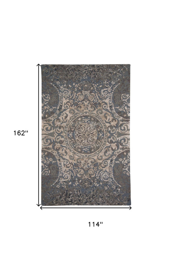 HomeRoots 10' Handmade Abstract Wool Area Rug in Gray-Blue & Taupe - Stain Resistant, Plush & Durable Design 10' X 13' 511203