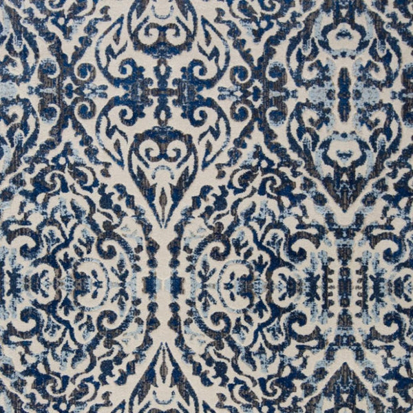 HomeRoots 10' Blue Ivory and Black Floral Distressed Area Rug - Stain Resistant, Perfect for Busy Homes & Decor 10' X 14' 511215