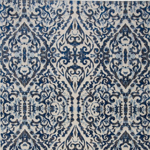 HomeRoots 10' Blue Ivory and Black Floral Distressed Area Rug - Stain Resistant, Perfect for Busy Homes & Decor 10' X 14' 511215