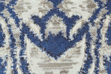 Homeroots 5' X 8' Blue Taupe And Ivory Ikat Distressed Area Rug  Polypropylene 511220