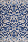 Homeroots 7' X 10' Blue Taupe And Ivory Ikat Distressed Area Rug  Polypropylene 511221