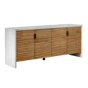 Uttermost Brinson Mindi Wood Carved Four Door Storage Cabinet Coastal White Finish