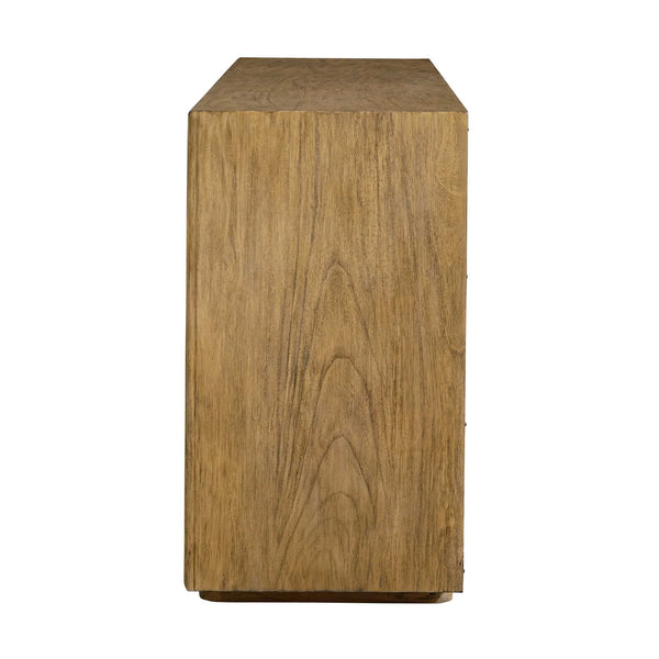 Uttermost Stevenson Solid Mindi Wood Storage Credenza with Hand Carved Door Panels