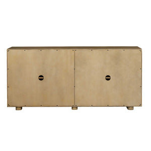 Uttermost Stevenson Solid Mindi Wood Storage Credenza with Hand Carved Door Panels