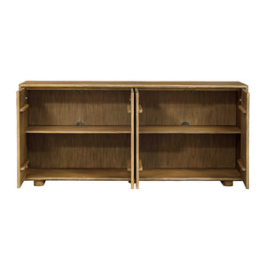 Uttermost Stevenson Solid Mindi Wood Storage Credenza with Hand Carved Door Panels
