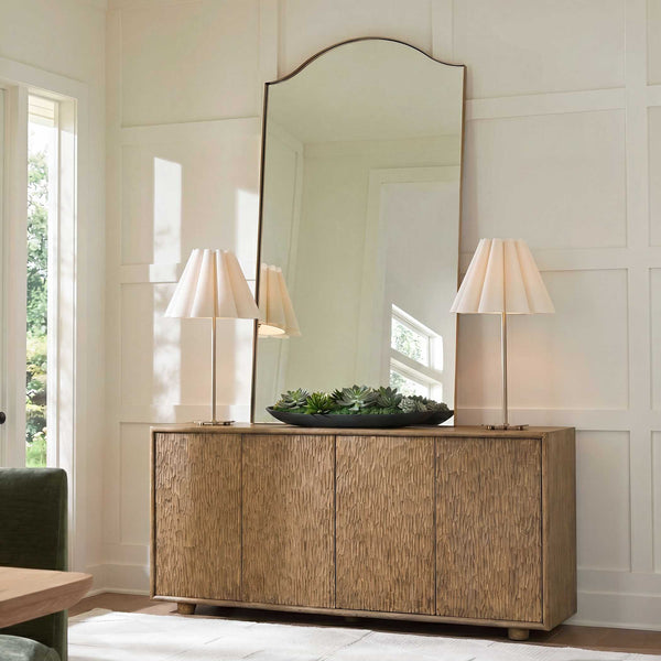 Uttermost Stevenson Solid Mindi Wood Storage Credenza with Hand Carved Door Panels