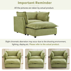 English Elm Modern Chenille Accent Chair with Ottoman Plush Wide Seat Curved Arms for Bedroom Green N719P428439F