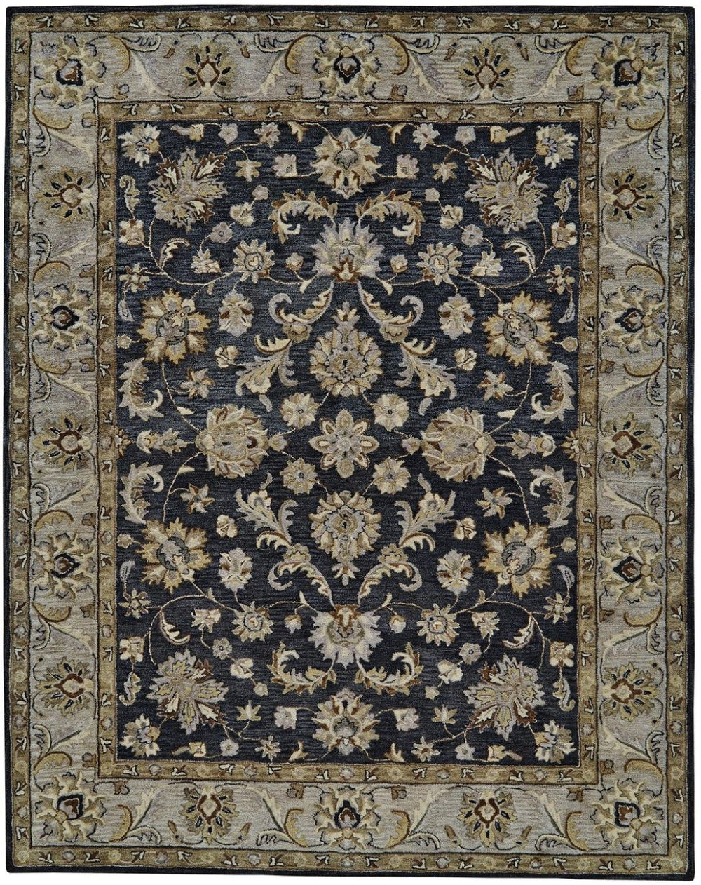 HomeRoots 8' Gray and Ivory Floral Hand-Tufted Wool Area Rug – Elegant, Durable, Stain-Resistant Design for Homes 8' X 11' 511266