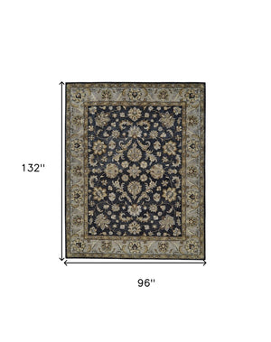HomeRoots 8' Gray and Ivory Floral Hand-Tufted Wool Area Rug – Elegant, Durable, Stain-Resistant Design for Homes 8' X 11' 511266