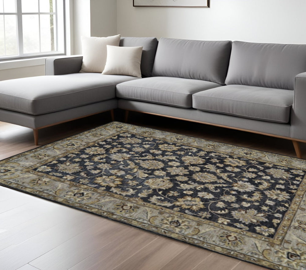 HomeRoots 8' Gray and Ivory Floral Hand-Tufted Wool Area Rug – Elegant, Durable, Stain-Resistant Design for Homes 8' X 11' 511266