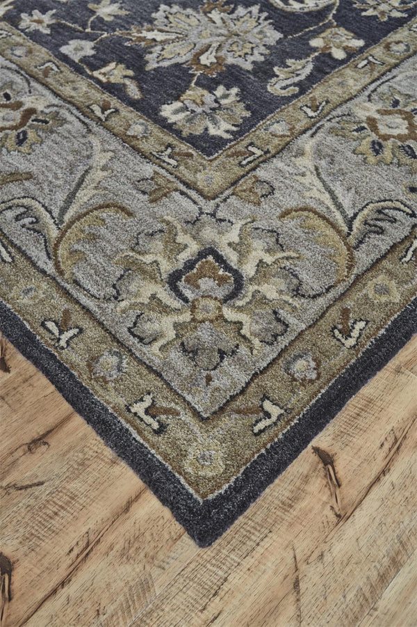 HomeRoots 8' Gray and Ivory Floral Hand-Tufted Wool Area Rug – Elegant, Durable, Stain-Resistant Design for Homes 8' X 11' 511266